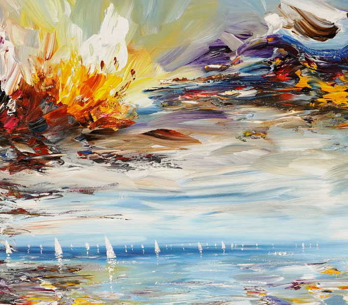 detail of the summer sailing painting