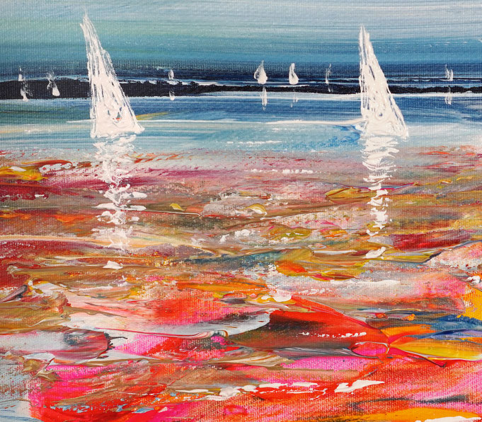 Detail of the semi abstract sailing painting st sunset