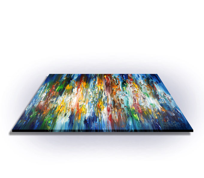 ready to hang, blue abstract large painting