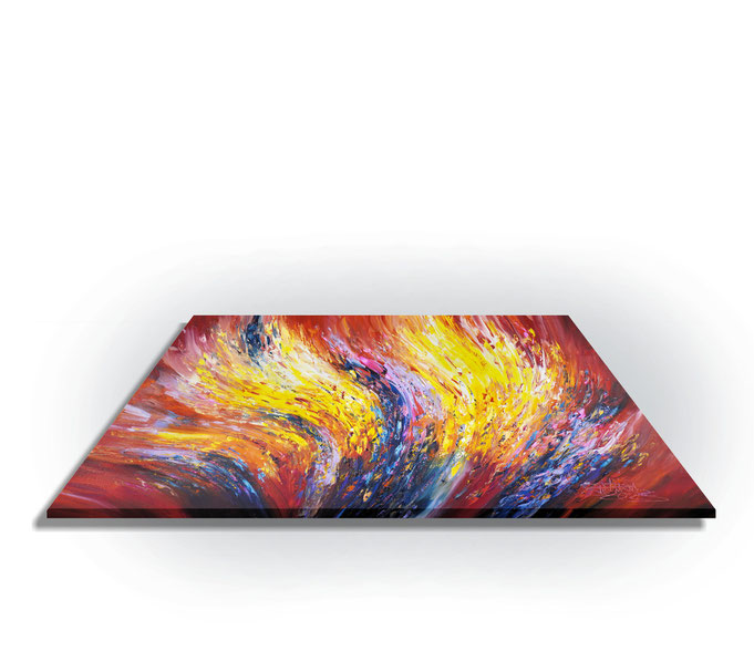 ready to hang, blue abstract large painting