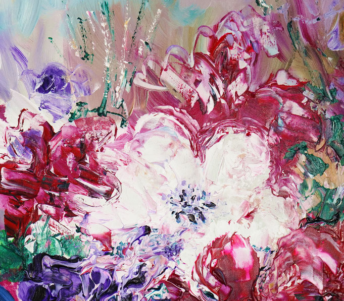 Detail of the flower bouquet painting