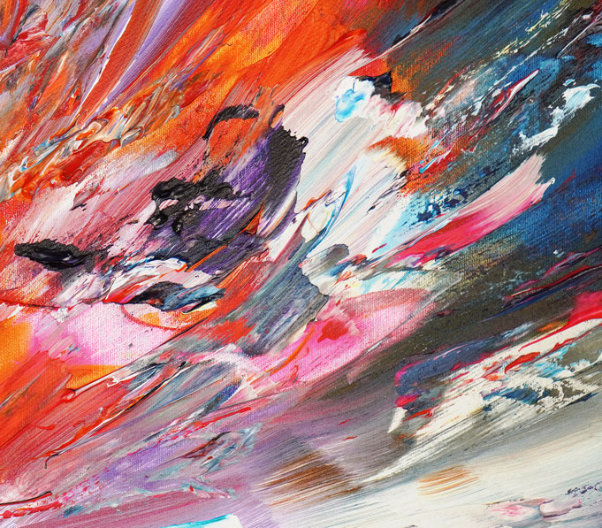 Detail of the large abstract vibrant artwork