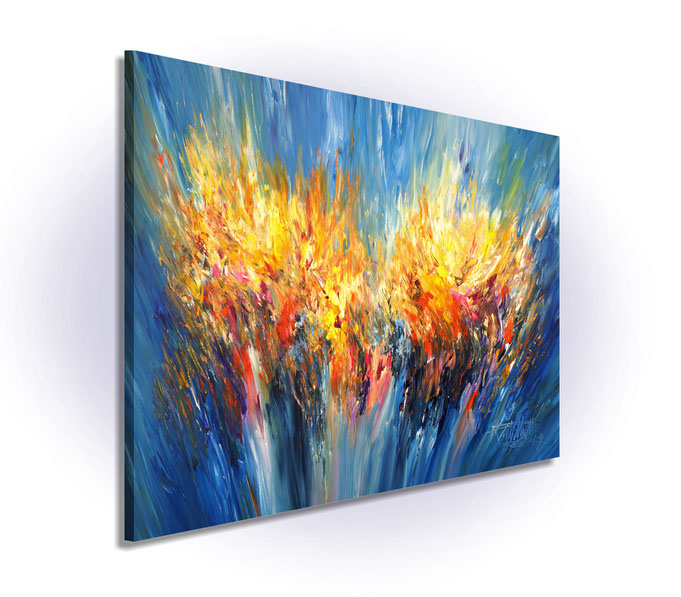 ready to hang, blue abstract large painting