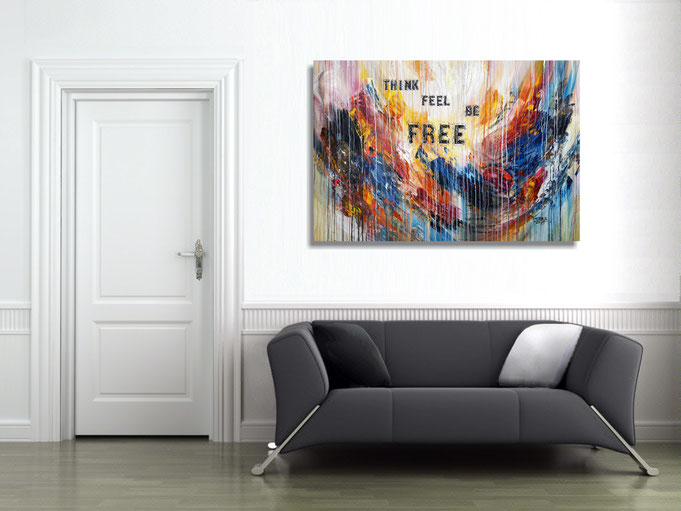 The finished painting hanging on the wall