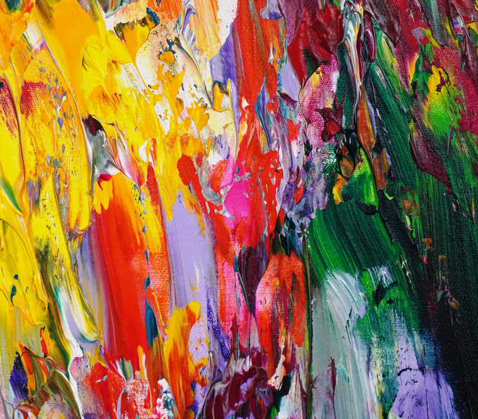 detail of the large abstract artwork in portrait format