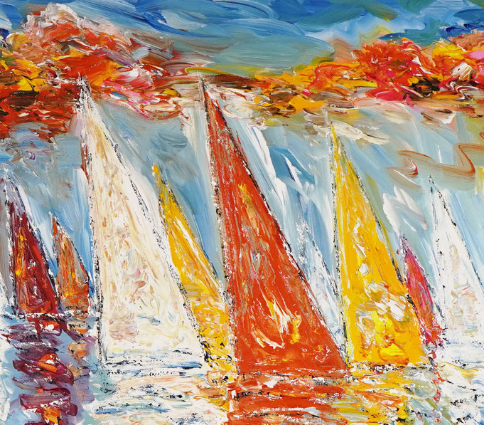 detail of the summer sailing painting