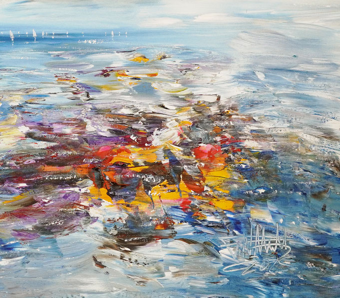 detail of the summer sailing painting