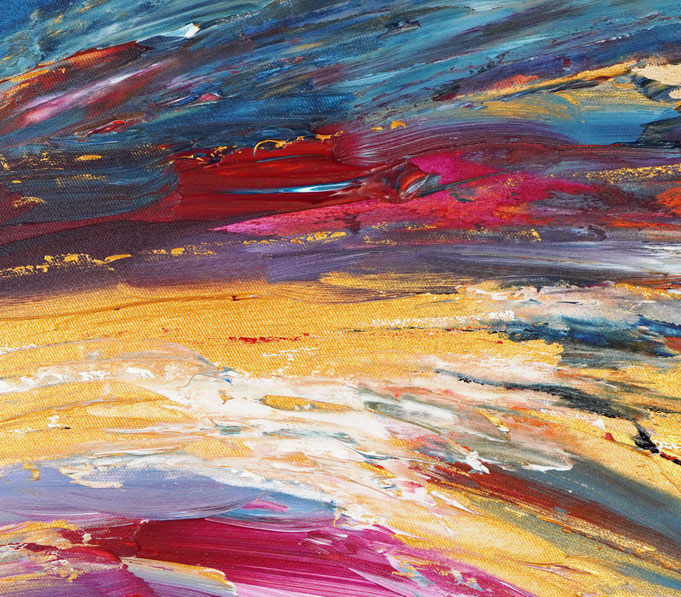 detail of the abstract painting in an oversized panoramic format