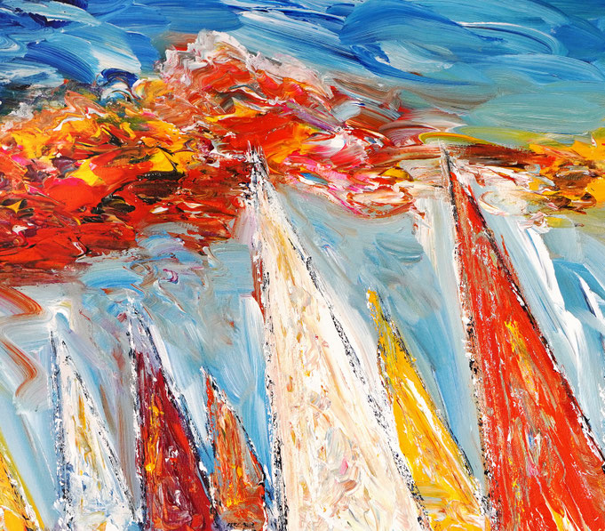 detail of the summer sailing painting