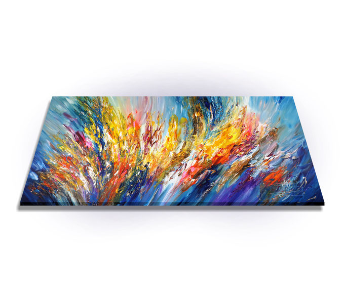 ready to hang, blue abstract large painting