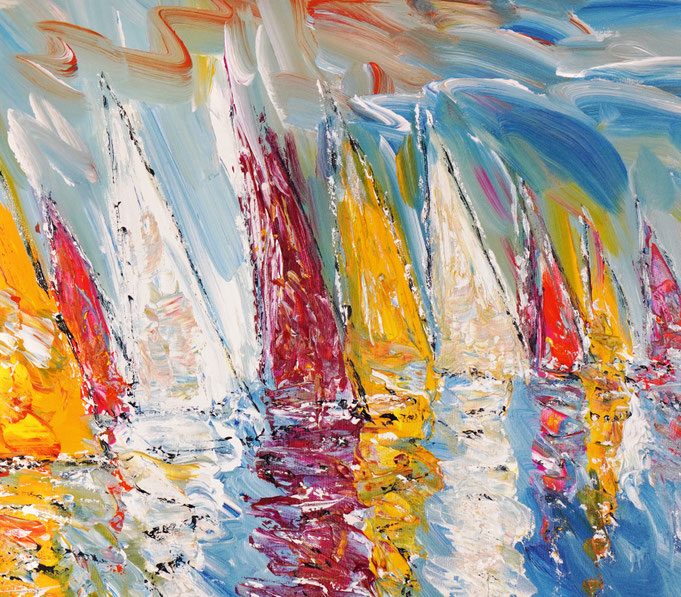 detail of the summer sailing painting