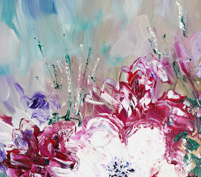 Detail of the flower bouquet painting