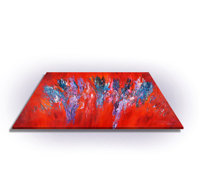 ready to hang, blue abstract large painting