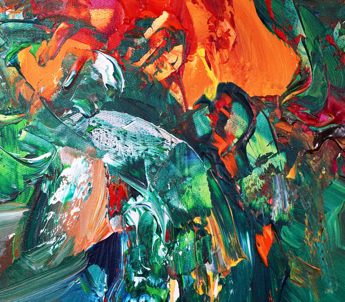 Detail of the flower bouquet painting