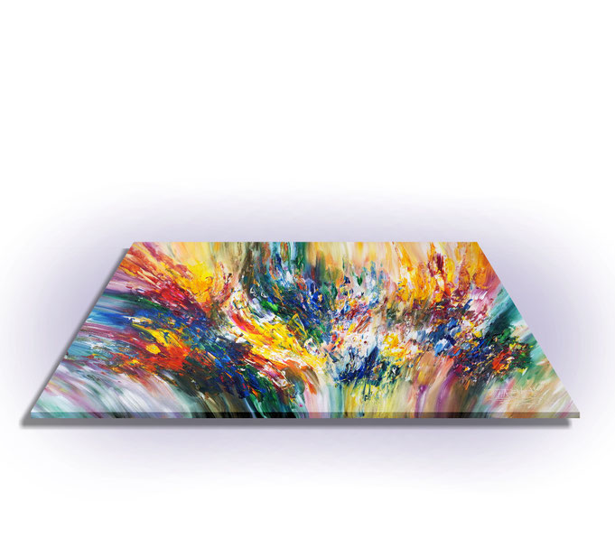 ready to hang, blue abstract large painting