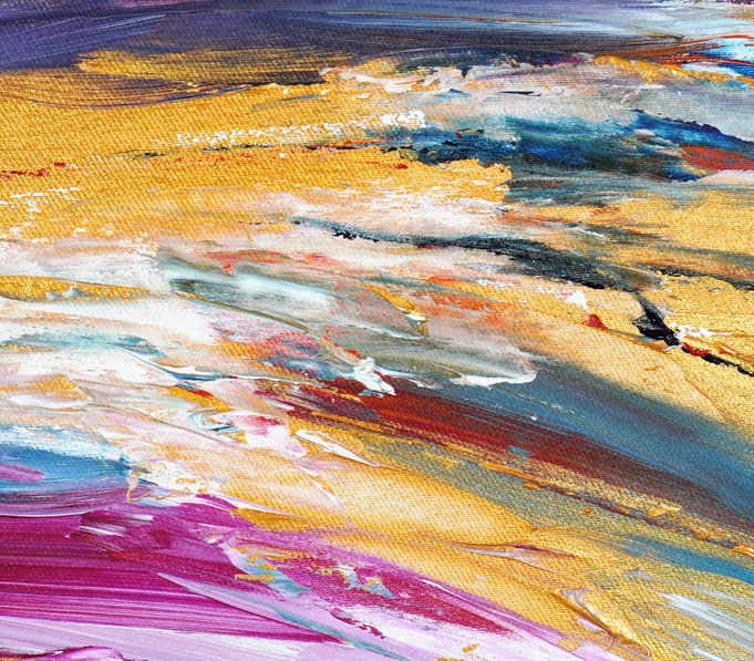 detail of the abstract painting in an oversized panoramic format