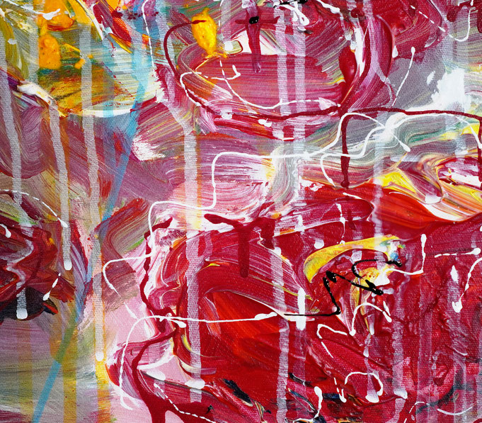 detail of the large poppy painting in portrait format