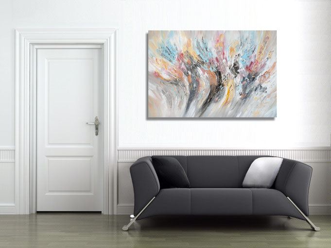 The finished painting hanging on the wall
