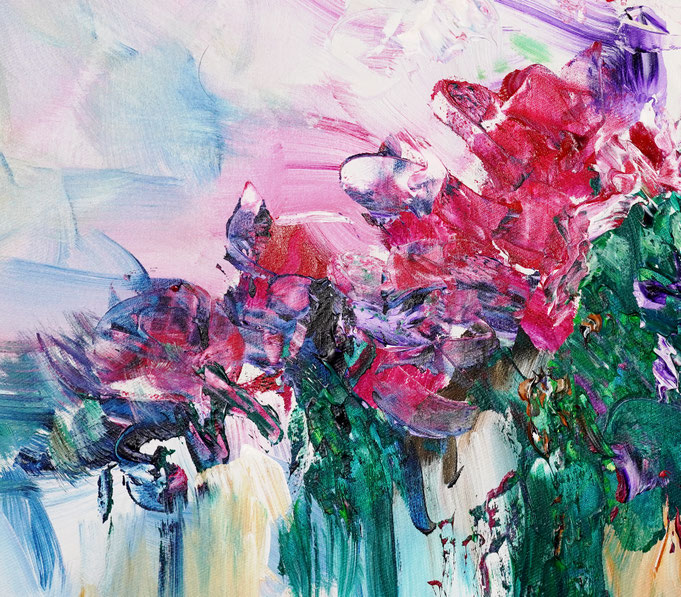 Detail of the flower bouquet painting