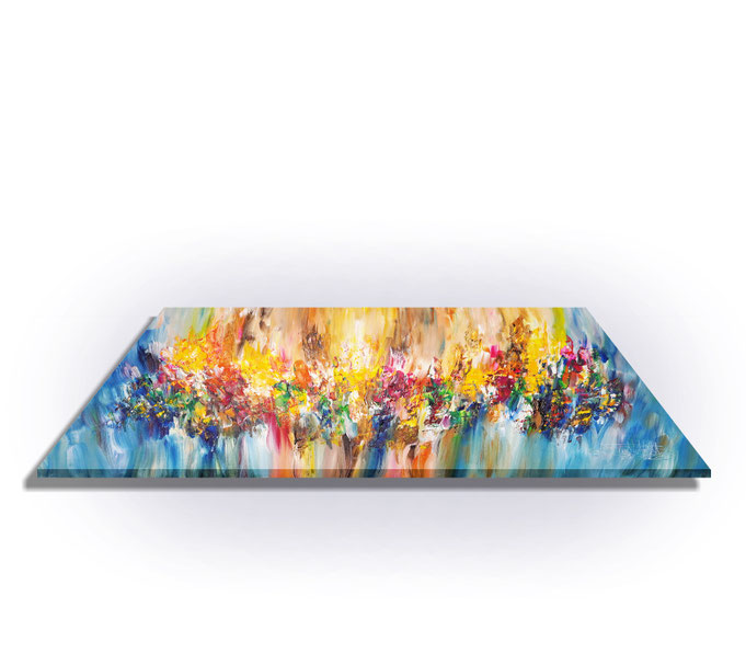 ready to hang, blue abstract large painting