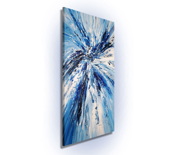 ready to hang, blue abstract large painting