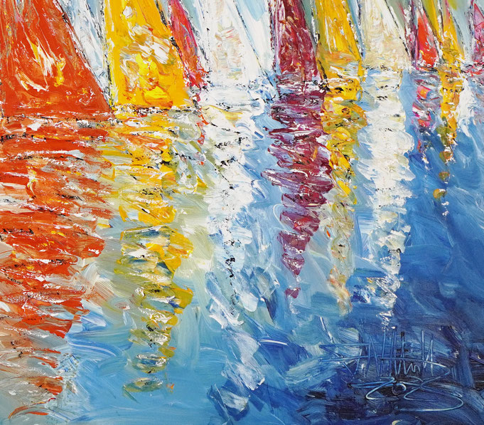 detail of the summer sailing painting