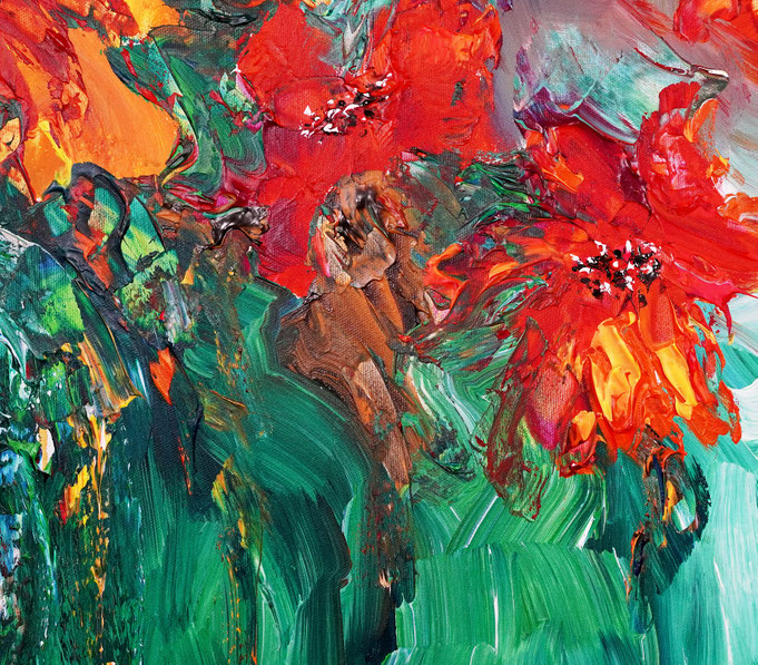 Detail of the flower bouquet painting