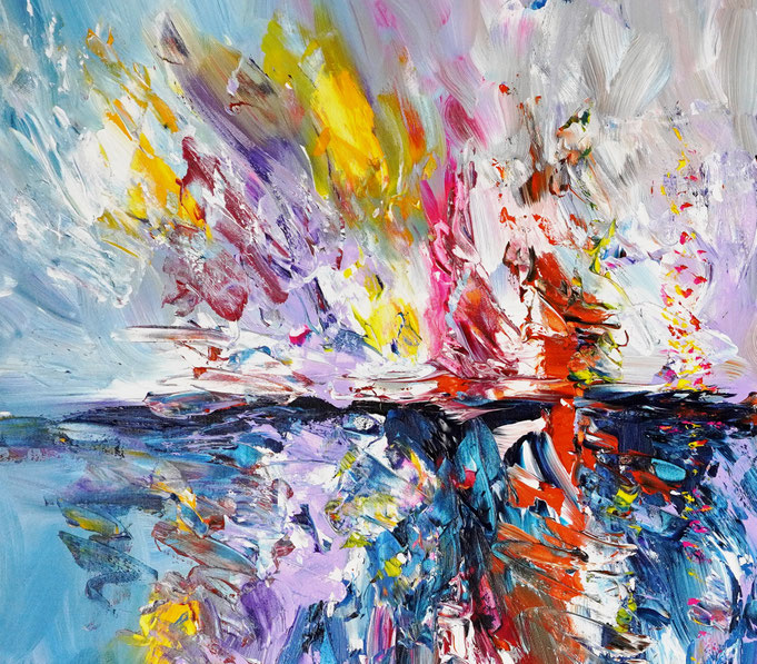 detail of the vibrant semi abstract seascape painting
