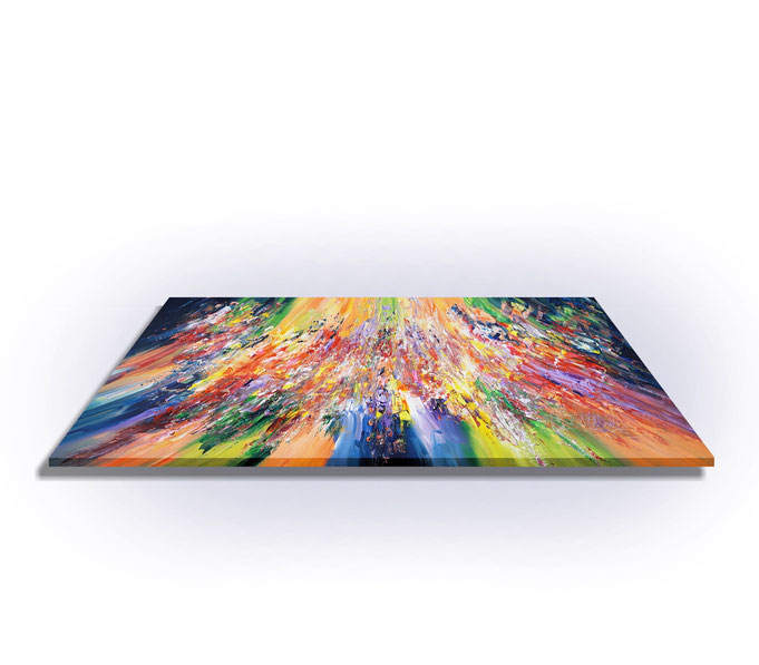 ready to hang, blue abstract large painting