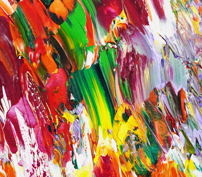 detail of the large abstract artwork in portrait format
