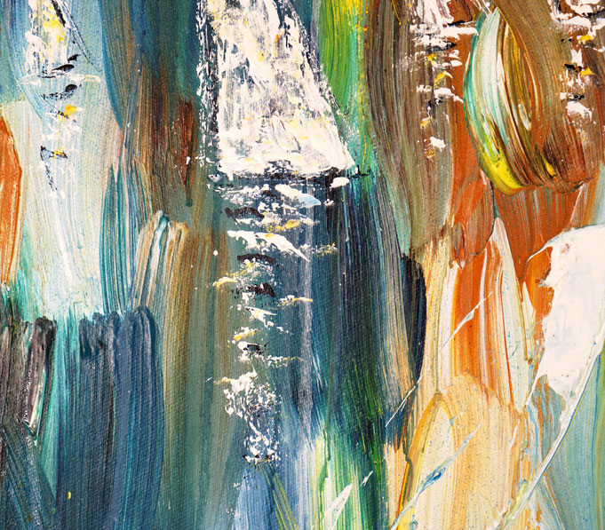 detail photo of the large vibrant sail boat painting