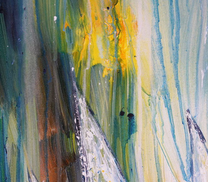 detail photo of the large vibrant sail boat painting