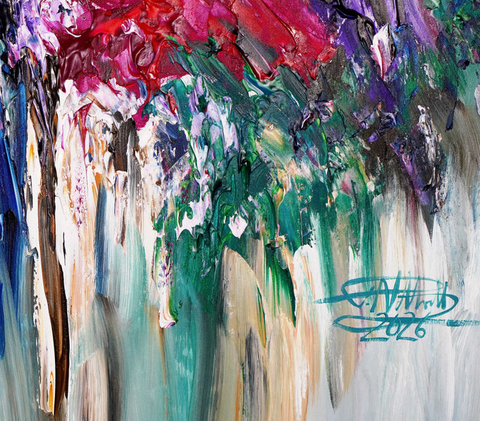 Detail of the flower bouquet painting