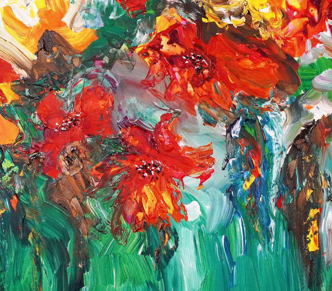 Detail of the flower bouquet painting