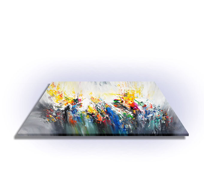 ready to hang, blue abstract large painting