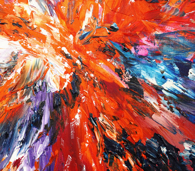Detail of the large abstract vibrant artwork