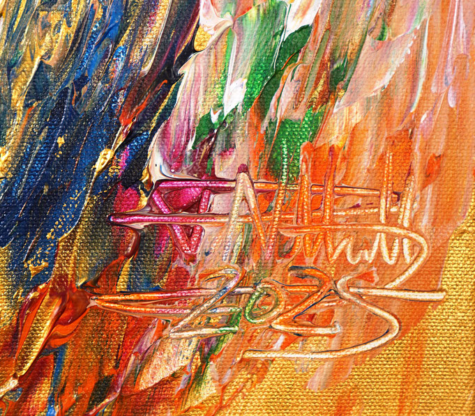 Signature of the abstract artwork by the artist Peter Nottrott, bottom left
