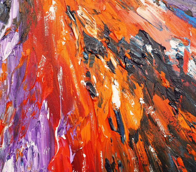 Detail of the large abstract vibrant artwork