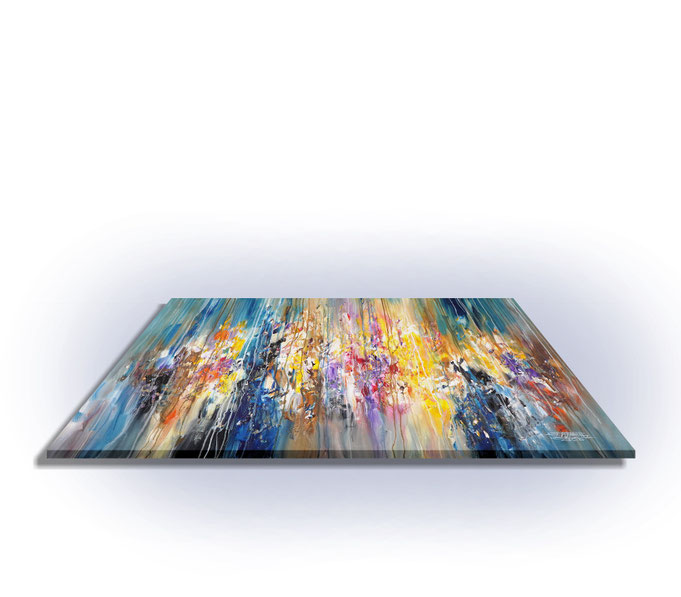 ready to hang, blue abstract large painting
