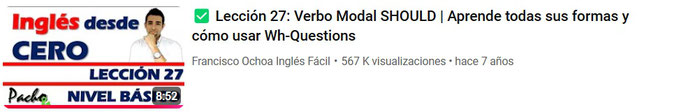 Lección 27: Verbo Modal SHOULD | Aprende todas sus formas y cómo usar Wh-Questions