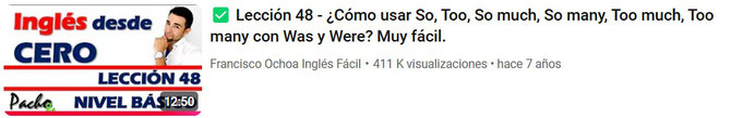 Lección 48 - ¿Cómo usar So, Too, So much, So many, Too much, Too many con Was y Were? Muy fácil.