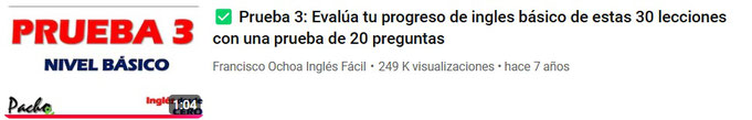 Prueba 3: Evalua tu progreso de inglés básico de estas 30 lecciones con una prueba de 20 preguntas.