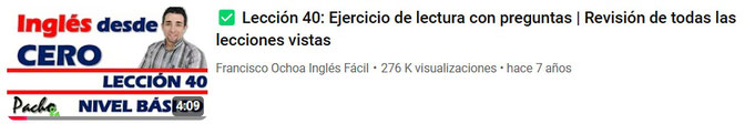 Lección 40: Ejercicio de lectura con preguntas | Revisión de todas las lecciones vistas