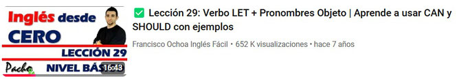 Lección 29: Verbo LET + Pronombres Objeto y modales CAN y SHOULD | Aprende con ejemplos
