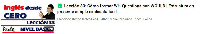 Lección 33: Cómo formar WH-Questions con WOULD | Estructura en presente simple explicada fácil