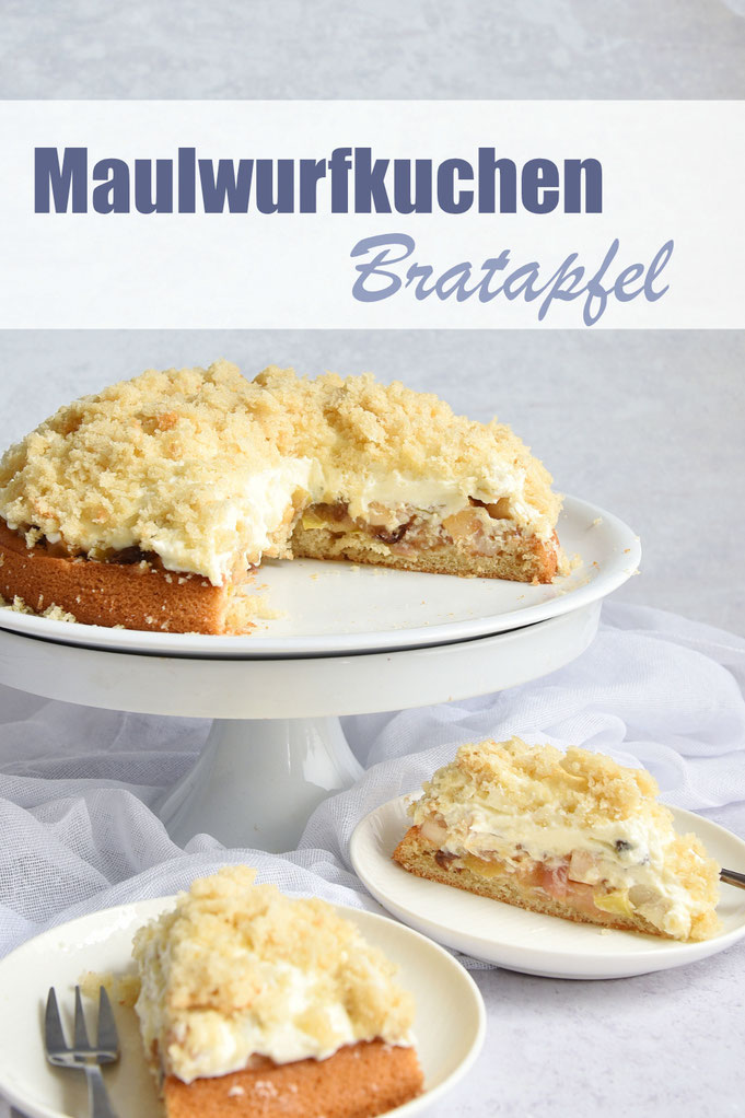 Maulwurfkuchen mit Bratapfel Füllung, einfach und unkompliziert zu machen, z.B. mit dem Thermomix, Apfelkuchen mit Sahne, weihnachtlicher Apfelkuchen, einfach und lecker, vegan möglich