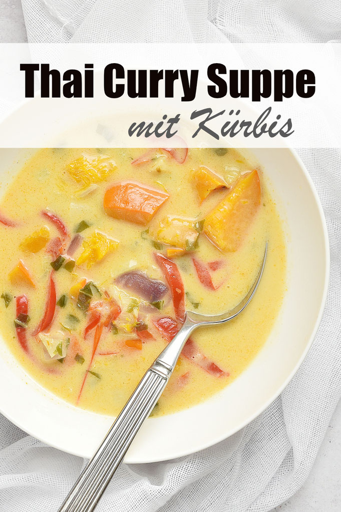 Thai Curry Suppe mit Kürbis, Paprika, Pak Choi bzw. Spinat aus dem Thermomix, einfach und lecker, schnell gemacht, Vorspeise, leichte Suppe, leichtes Abendessen
