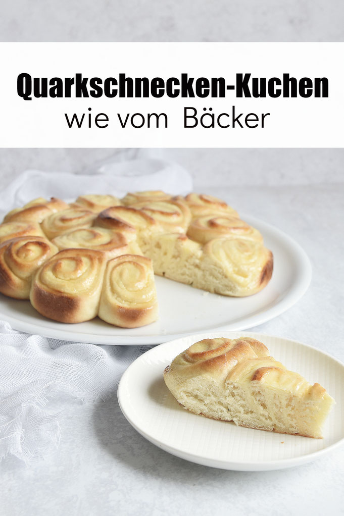 Quarkschnecken Kuchen selbst gemacht mit Aprikotur - Aprikosenguss - wie vom Bäcker, Rezept, einfach und lecker