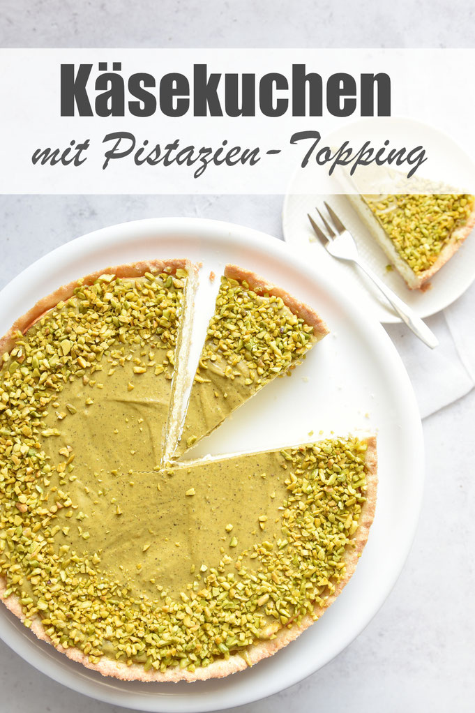 Käsekuchen mit Pistazien Topping - aus dem Thermomix, Pistazientopping aus Pistazien und weißer Schokolade, einfach und unkompliziert, cremig
