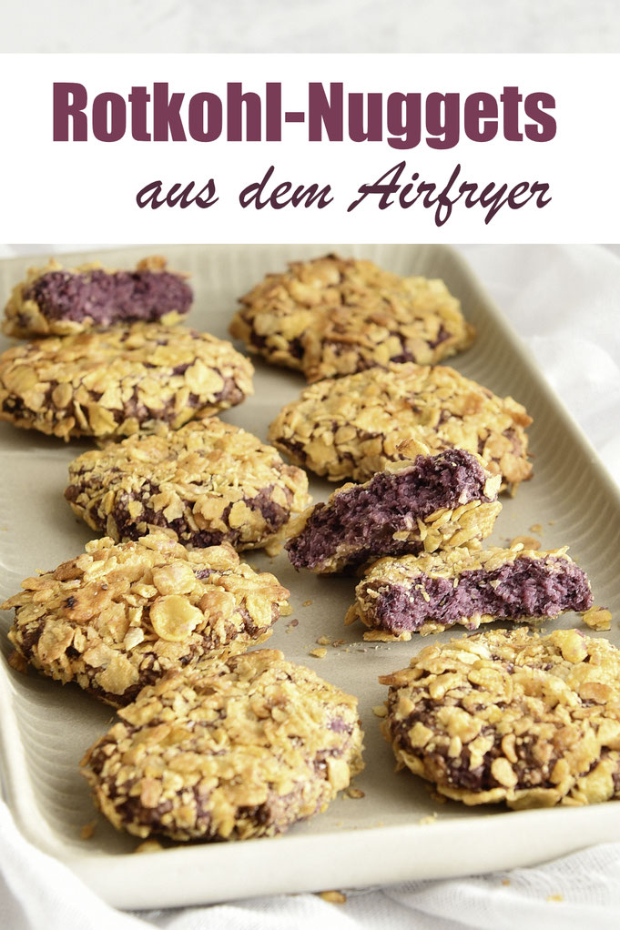 Rotkohl Nuggets - Rotkohl-Bratlinge mit Rotkohl, Haferflocken, Paniermehl und Ei, gebacken im Airfyer, vegetarische Weihnachten, Thermomix